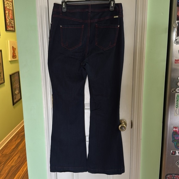 Inc Denim Dark Blue Flare Leg Curvy Fit Jeans Everyday Casual Lightweight Size 8 - Picture 9 of 13